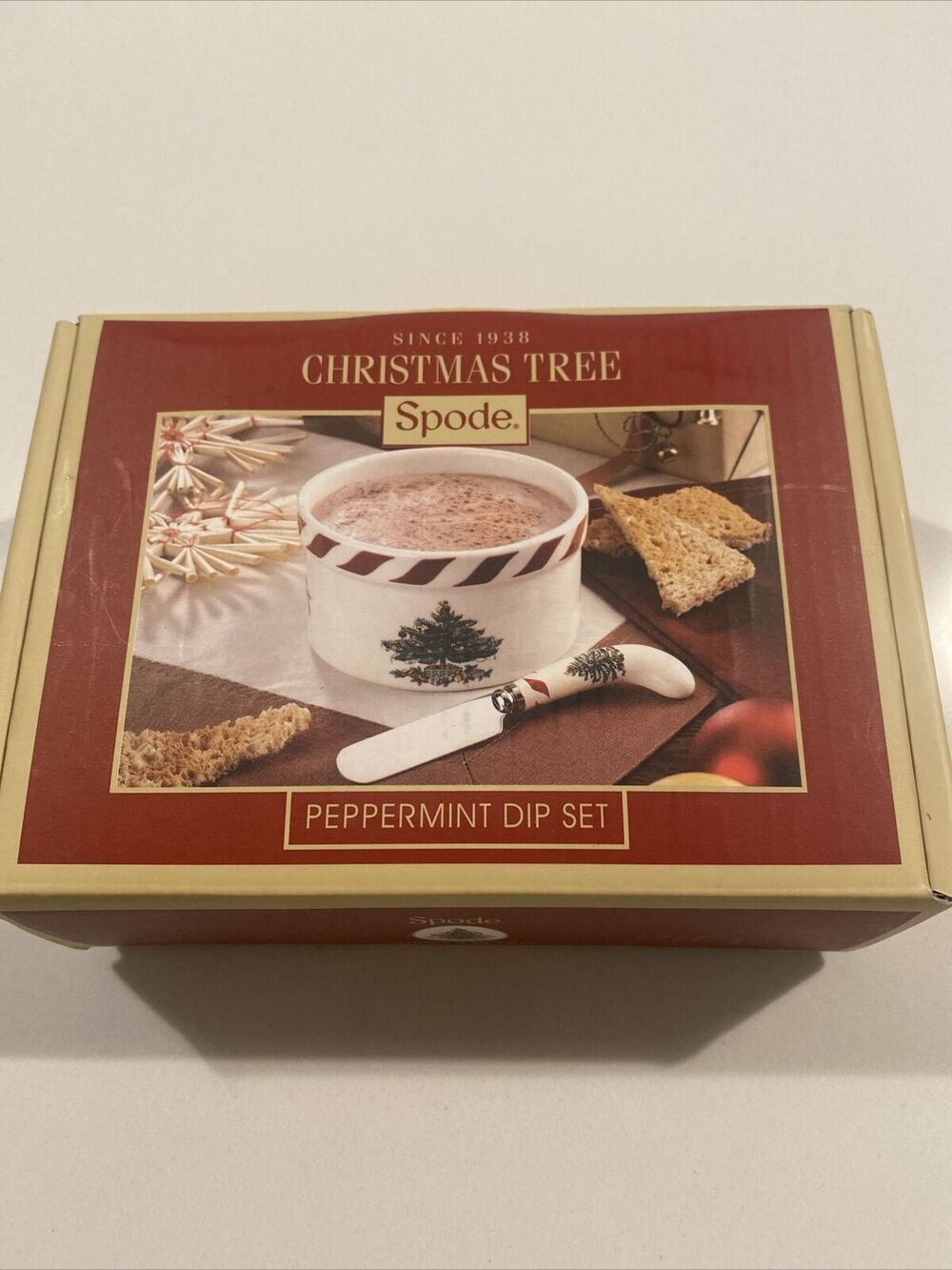 Spode Christmas Tree Peppermint Dip Set White Porcelain Brand New Open Box